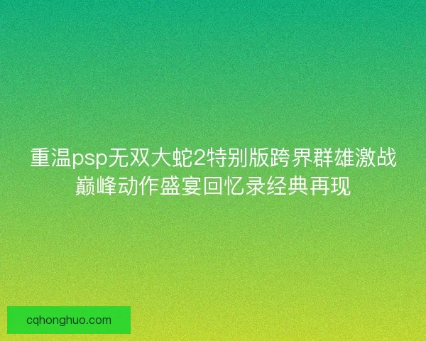 重温psp无双大蛇2特别版跨界群雄激战巅峰动作盛宴回忆录经典再现