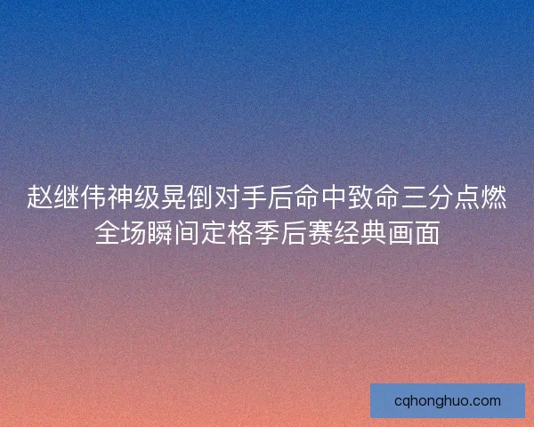 赵继伟神级晃倒对手后命中致命三分点燃全场瞬间定格季后赛经典画面