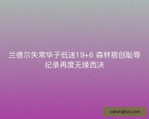 兰德尔失常华子低迷19+6 森林狼创耻辱纪录再度无缘西决